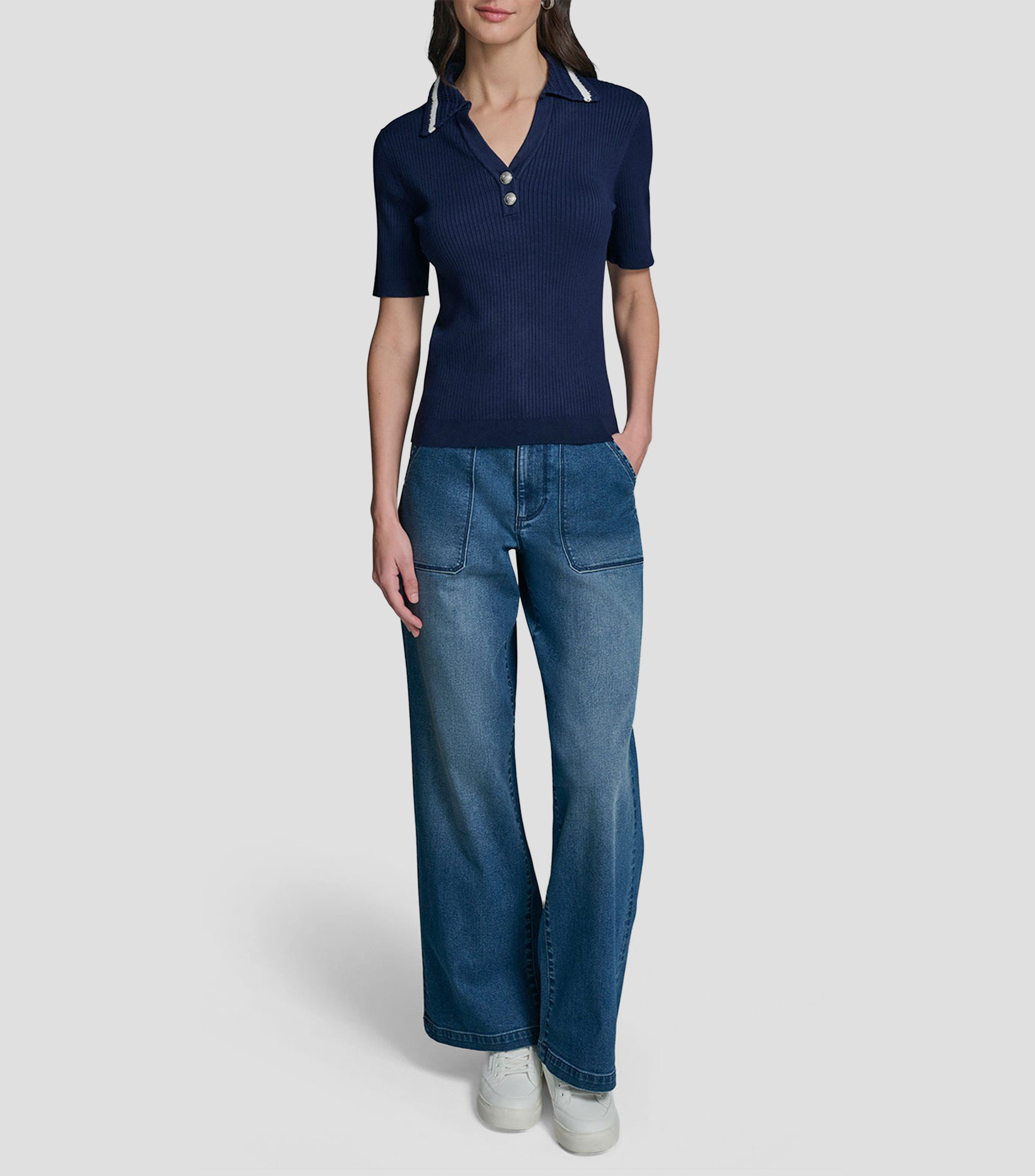 Blusa lisa manga corta Mujer